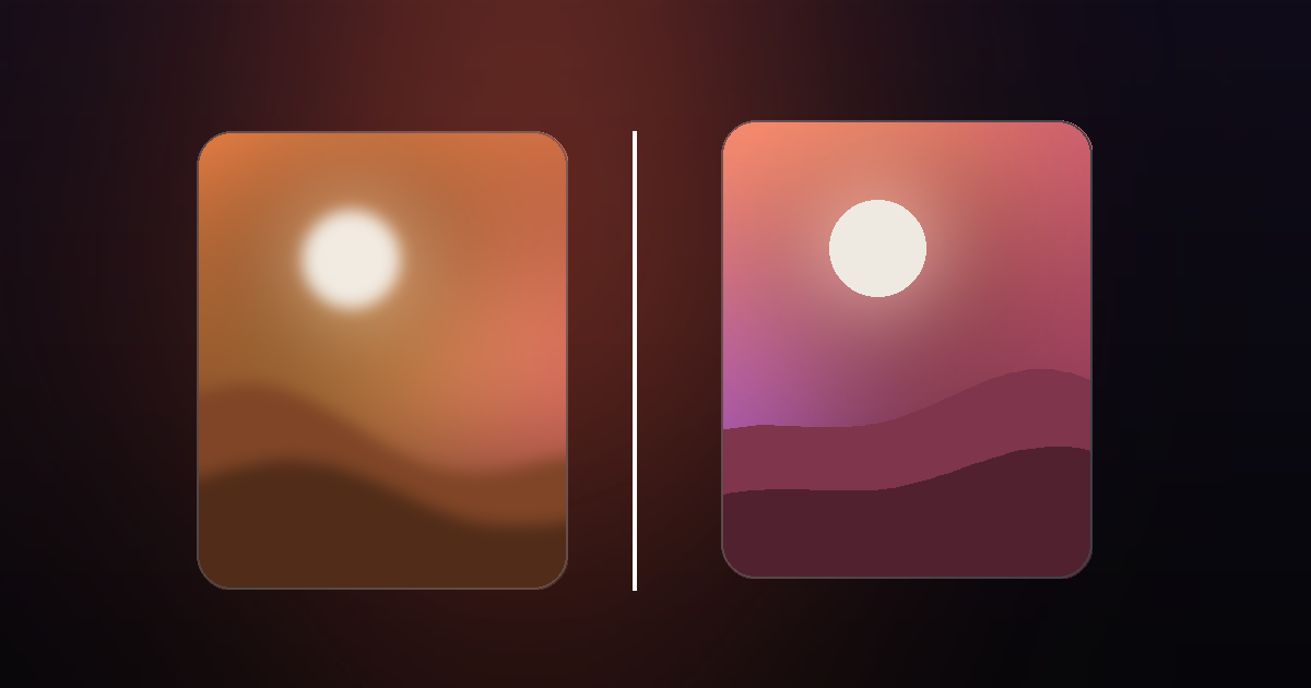 A blurry photo next to a sharp one, separated by a dividing line