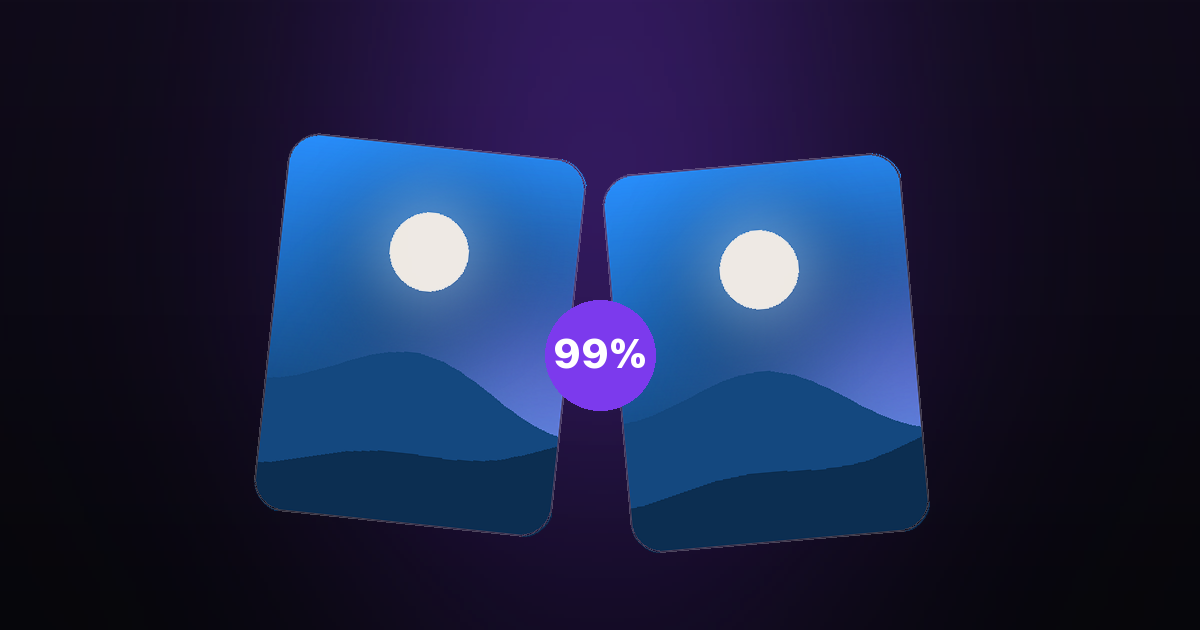 Two nearly identical photos marked as a 99 percent duplicate match