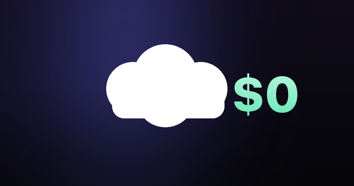 A cloud icon next to a zero-dollar price tag