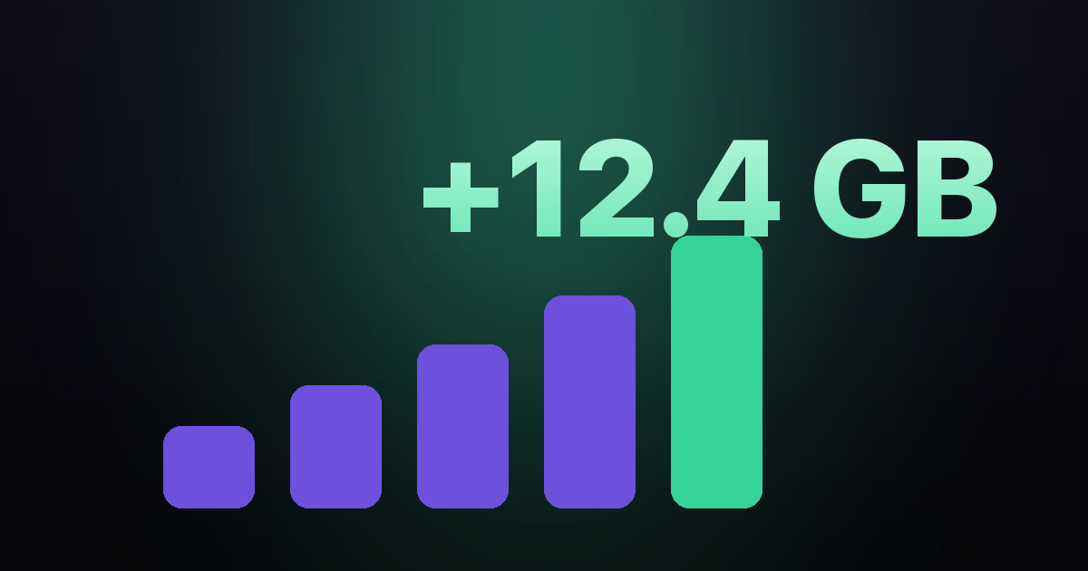 Rising storage bars showing gigabytes recovered on an iPhone
